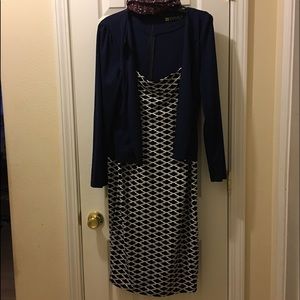 Blue & White Jacket Dress A13